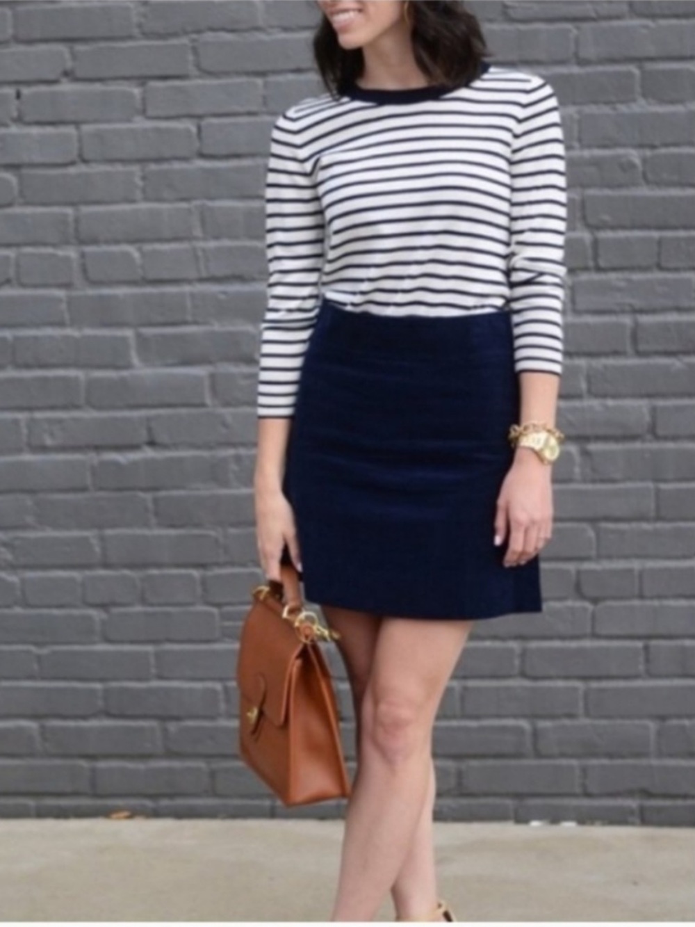 J. Crew Navy Blue Corduroy A-Line Mini Skirt NWT